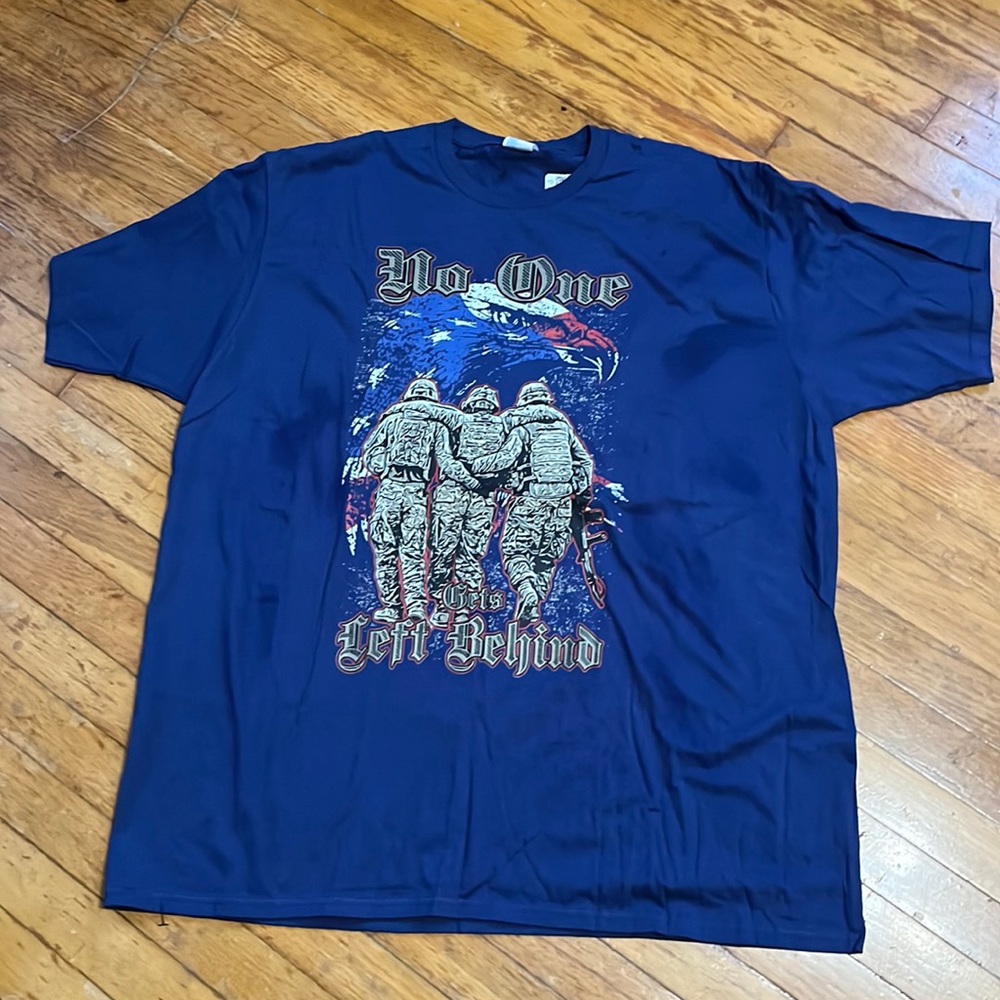 No one left behind navy men’s big and tall T-shirt